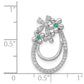 14k white gold real diamond and emerald flower chain slide pm3988 em 025 wa