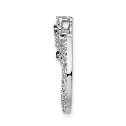 14k White Gold Real Diamond and Sapphire Flower Chain Slide