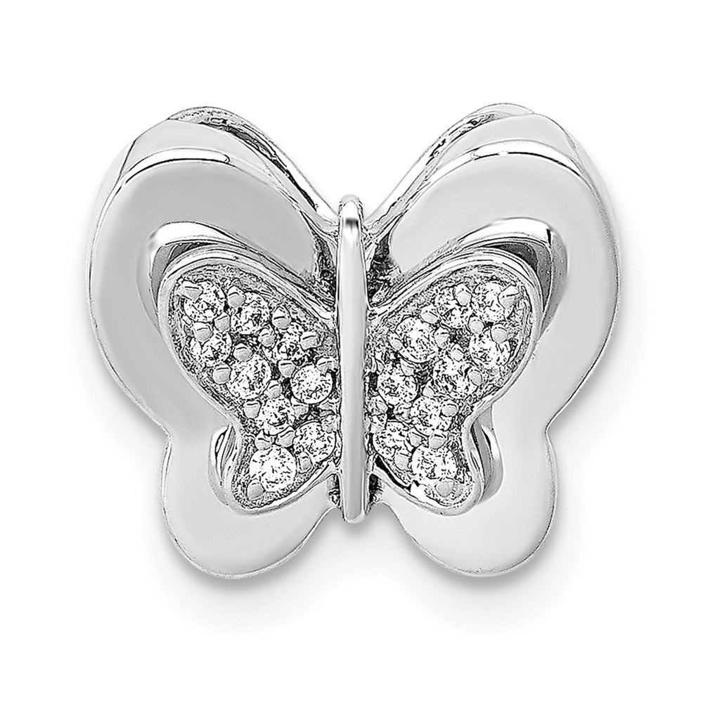 14k white gold real diamond butterfly chain slide pm3991 010 wa