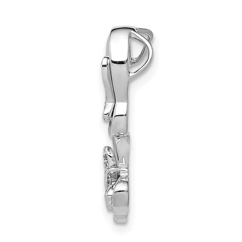 14k White Gold 1/6ct. Real Diamond Butterfly Chain Slide