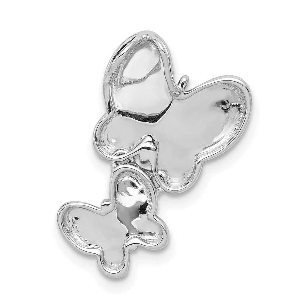 14k White Gold 1/6ct. Real Diamond Butterfly Chain Slide