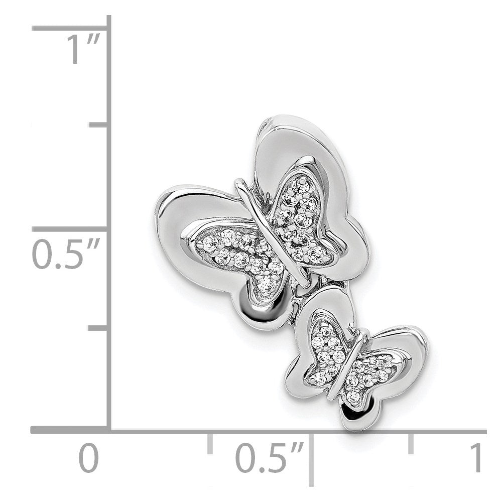 14k White Gold 1/6ct. Real Diamond Butterfly Chain Slide