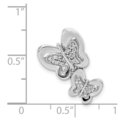 14k White Gold 1/6ct. Real Diamond Butterfly Chain Slide