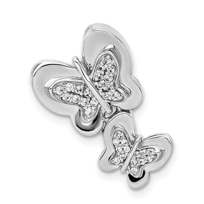 14k White Gold 1/6ct. Real Diamond Butterfly Chain Slide