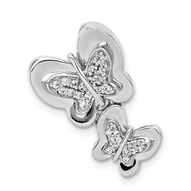 14k White Gold 1/6ct. Real Diamond Butterfly Chain Slide