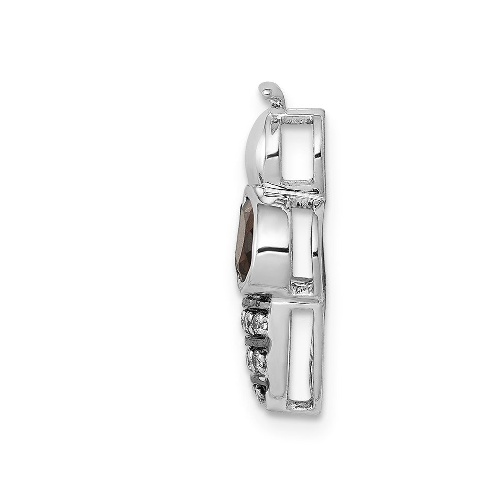 14k White Gold Real Diamond and .75 Smokey Quartz Bee Chain Slide