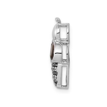 14k White Gold Real Diamond and .75 Smokey Quartz Bee Chain Slide