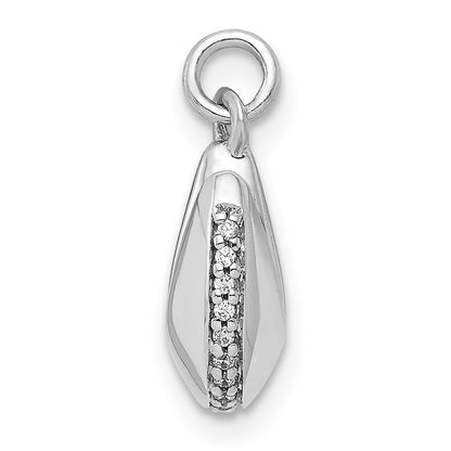 14k White Gold 1/15ct. Real Diamond Fortune Cookie Pendant