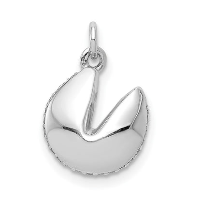 14k White Gold 1/15ct. Real Diamond Fortune Cookie Pendant