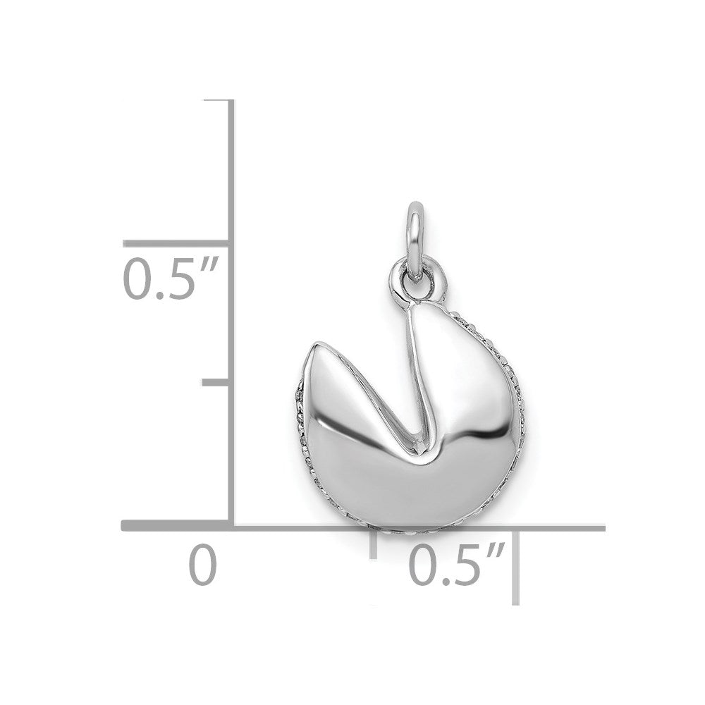 14k White Gold 1/15ct. Real Diamond Fortune Cookie Pendant