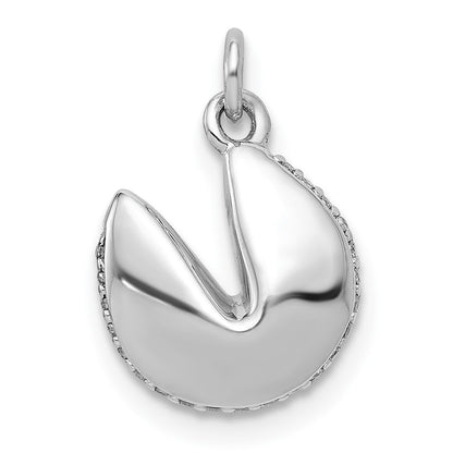 14k White Gold 1/15ct. Real Diamond Fortune Cookie Pendant