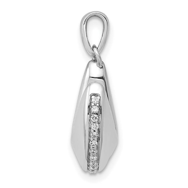 14k White Gold 1/8ct. Real Diamond Fortune Cookie Pendant