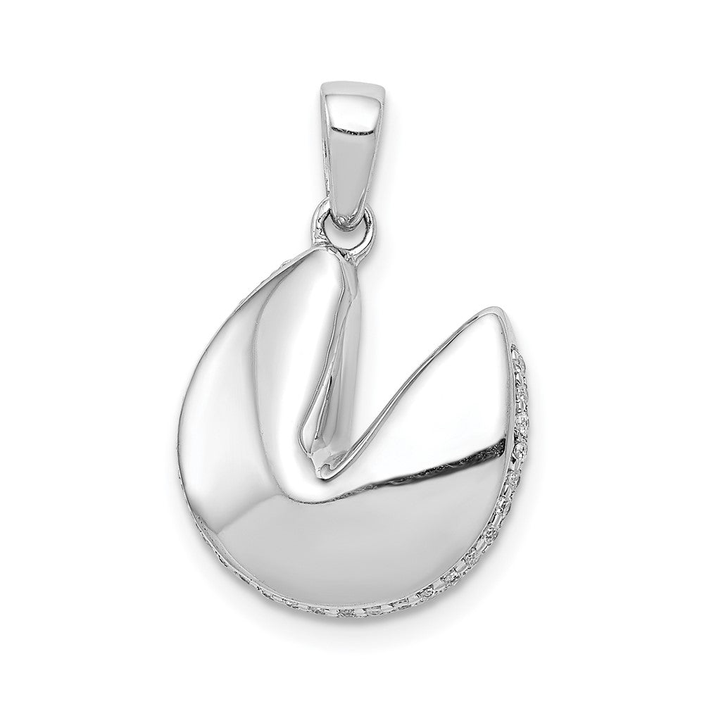 14k White Gold 1/8ct. Real Diamond Fortune Cookie Pendant