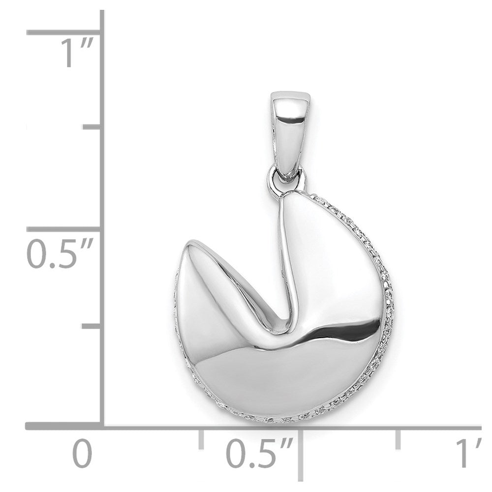 14k White Gold 1/8ct. Real Diamond Fortune Cookie Pendant