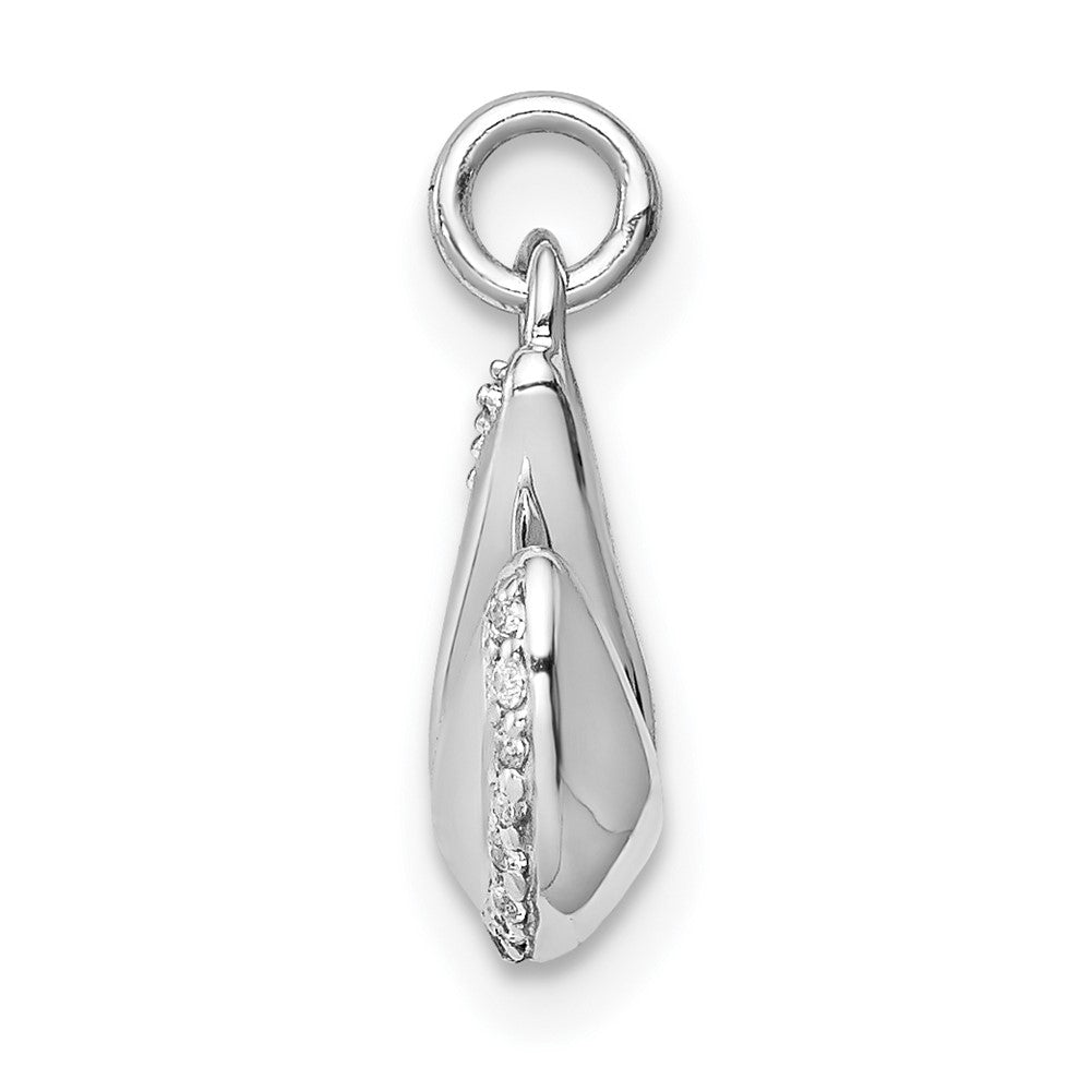 14k White Gold 1/20ct. Real Diamond Fortune Cookie Pendant