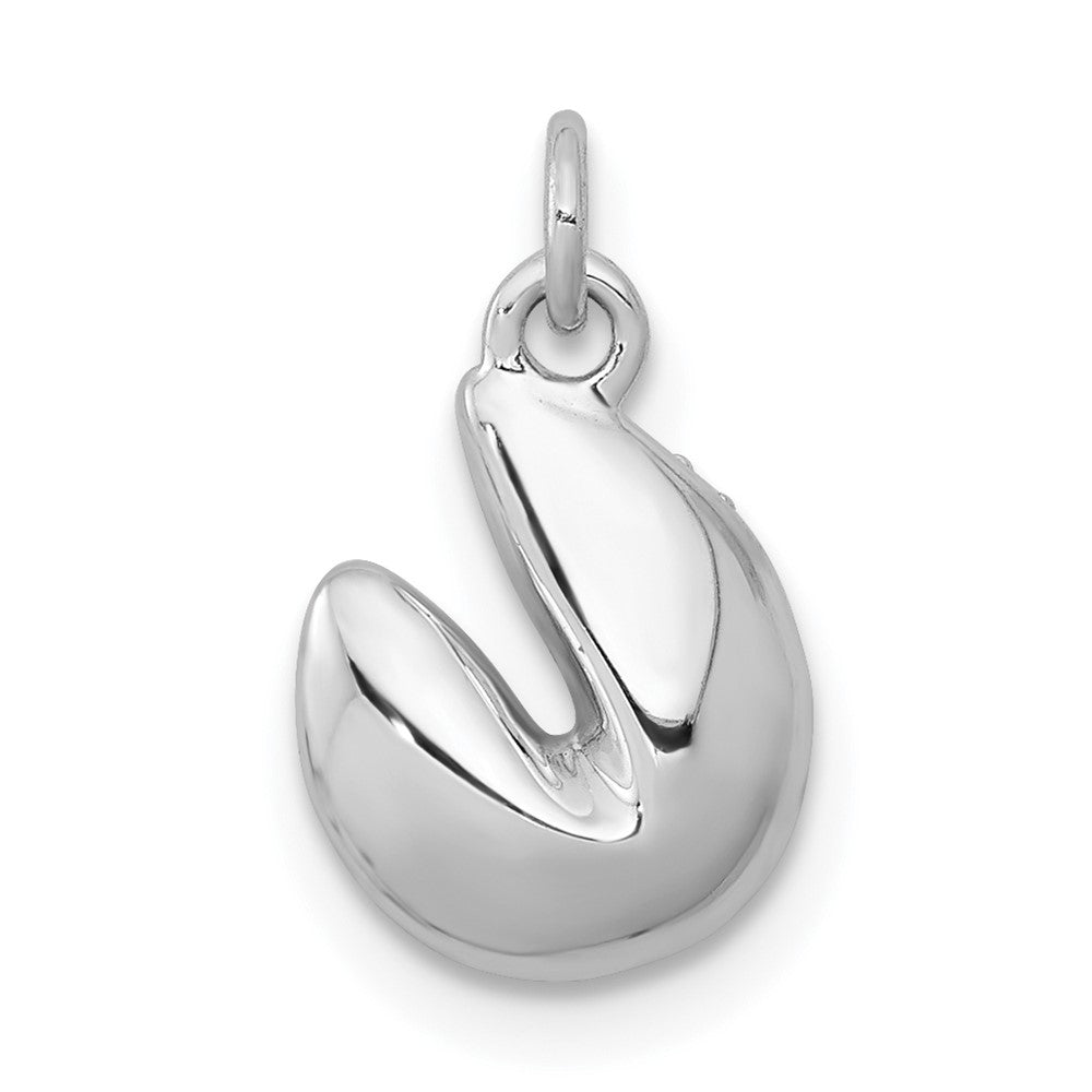 14k White Gold 1/20ct. Real Diamond Fortune Cookie Pendant