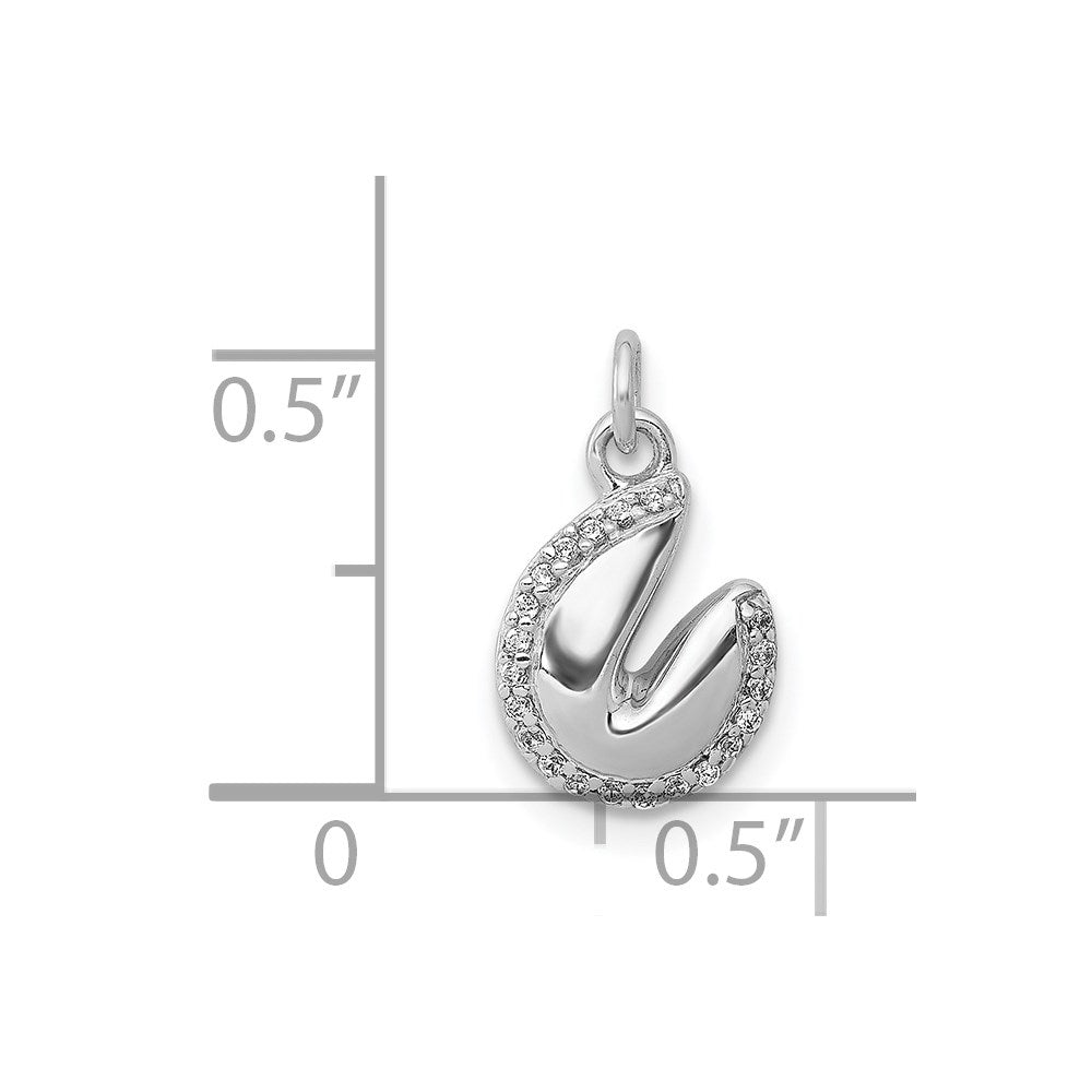 14k White Gold 1/20ct. Real Diamond Fortune Cookie Pendant