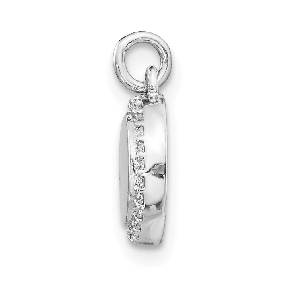 14k White Gold 1/10ct. Real Diamond Fancy Circle Pendant