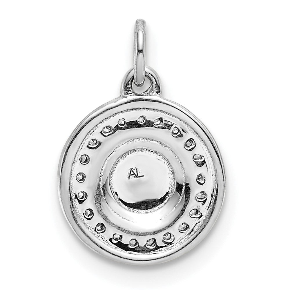 14k White Gold 1/10ct. Real Diamond Fancy Circle Pendant