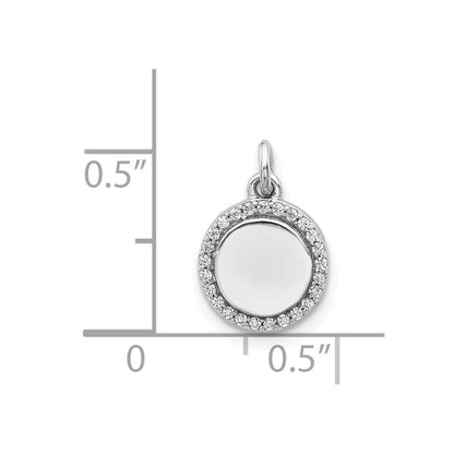 14k White Gold 1/10ct. Real Diamond Fancy Circle Pendant