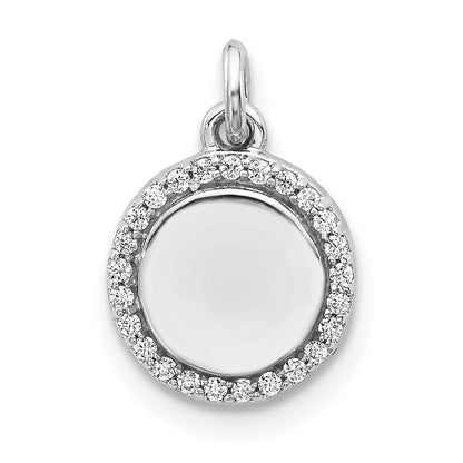 14k White Gold 1/10ct. Real Diamond Fancy Circle Pendant