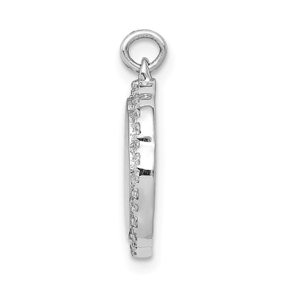 14k White Gold 1/5ct. Real Diamond Fancy Scalloped Pendant