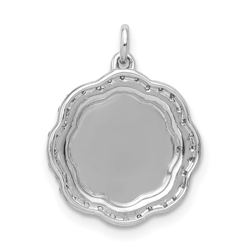 14k White Gold 1/5ct. Real Diamond Fancy Scalloped Pendant