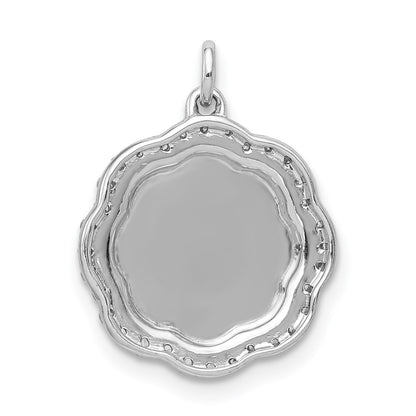 14k White Gold 1/5ct. Real Diamond Fancy Scalloped Pendant