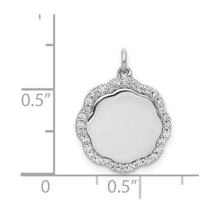 14k White Gold 1/5ct. Real Diamond Fancy Scalloped Pendant