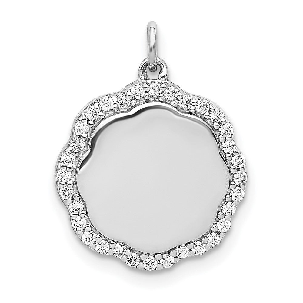 14k White Gold 1/5ct. Real Diamond Fancy Scalloped Pendant