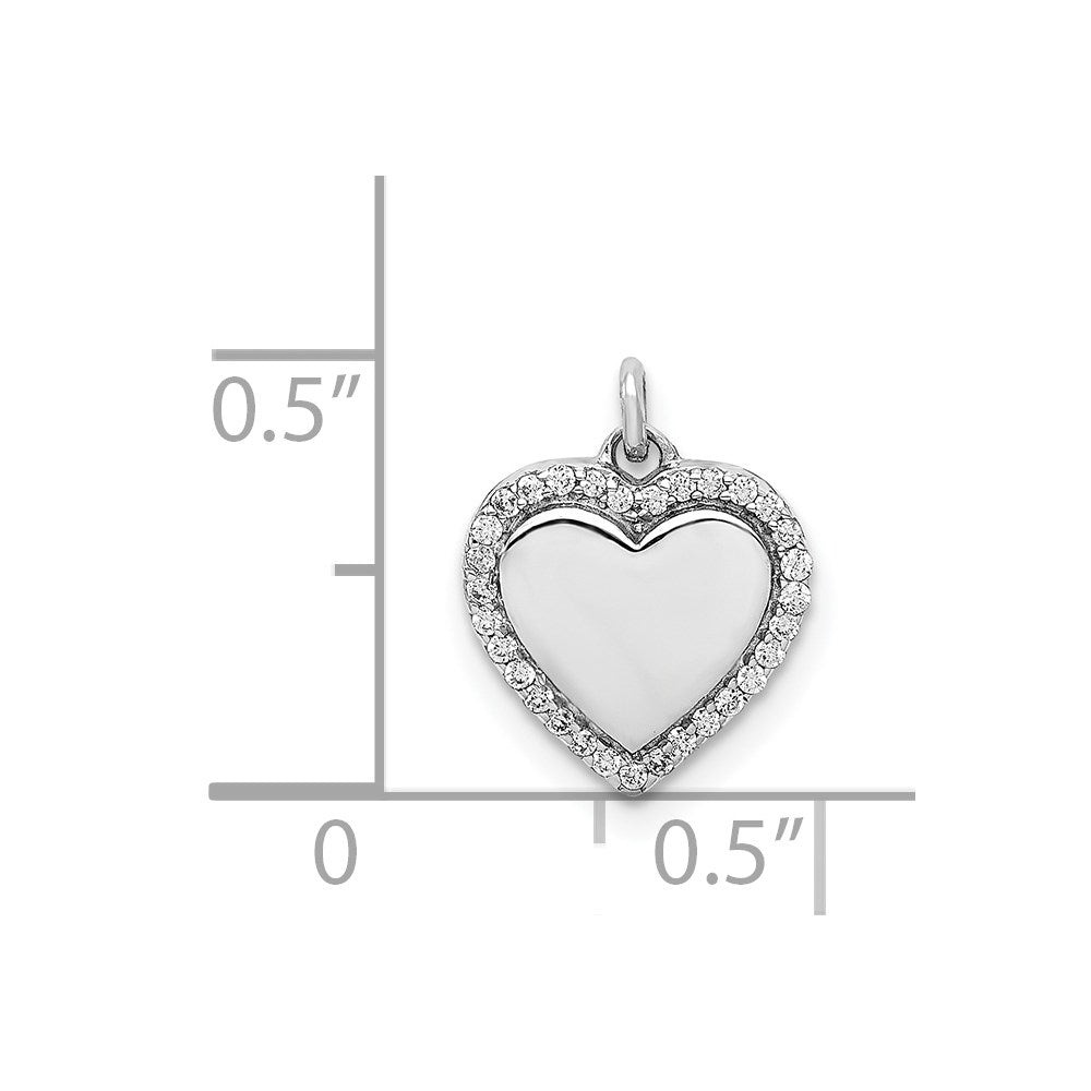 14k White Gold 1/10ct. Real Diamond Fancy Polished Heart Pendant