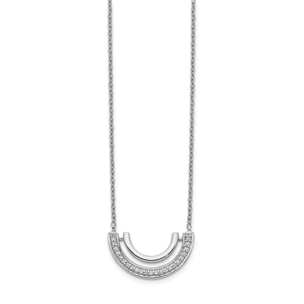 14k White Gold Real Diamond Fancy Curved Necklace