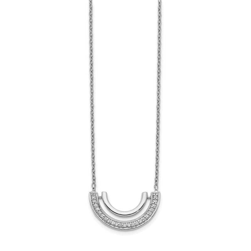 14k White Gold Real Diamond Fancy Curved Necklace