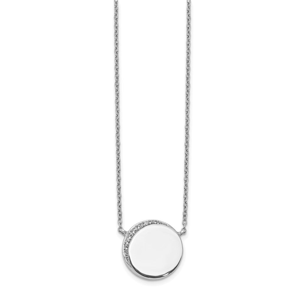 14k White Gold Real Diamond Fancy Circle Necklace