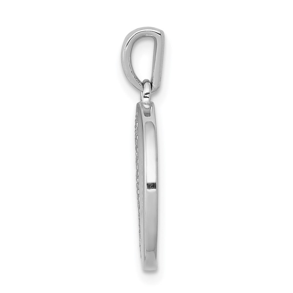 14k White Gold 1/4ct. Real Diamond Fancy Half and Half Circle Pendant