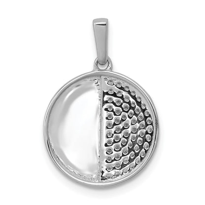 14k White Gold 1/4ct. Real Diamond Fancy Half and Half Circle Pendant