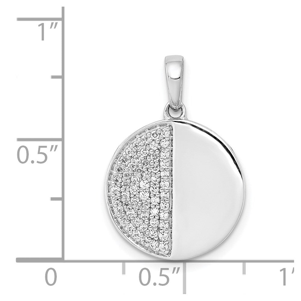 14k White Gold 1/4ct. Real Diamond Fancy Half and Half Circle Pendant
