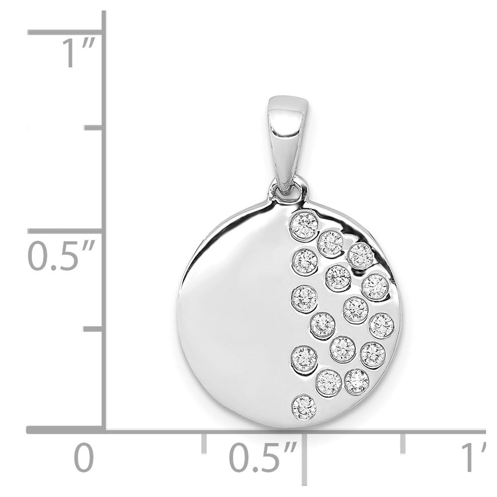 14k White Gold 1/4ct. Real Diamond Fancy Circle Pendant