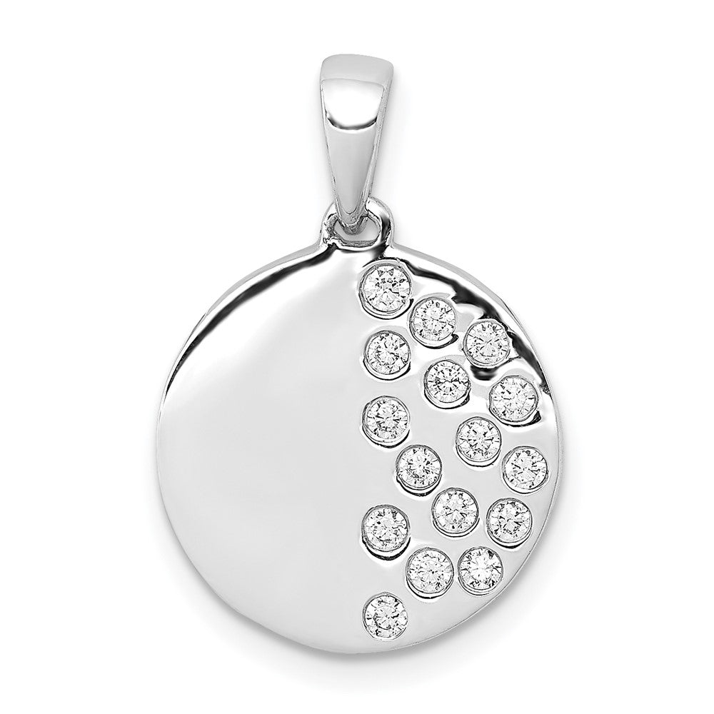 14k White Gold 1/4ct. Real Diamond Fancy Circle Pendant