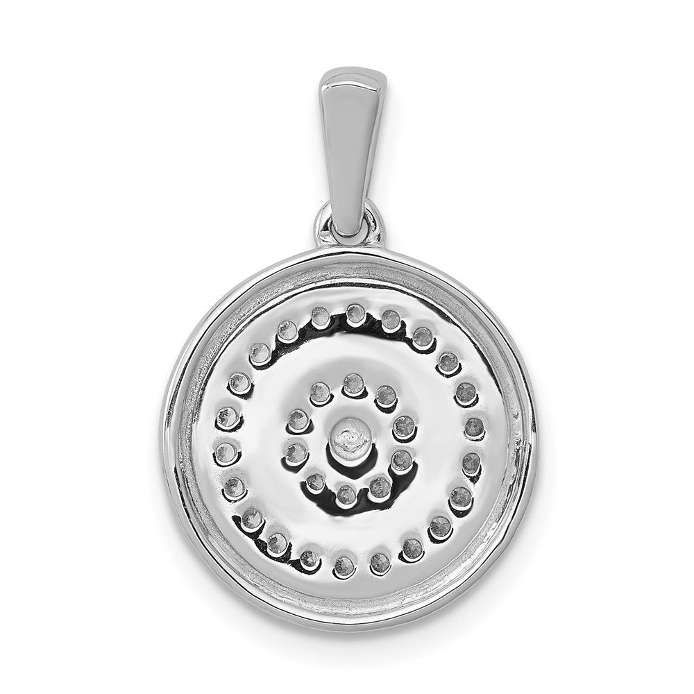 14k White Gold 1/4ct. Real Diamond Fancy Circle Target Pendant