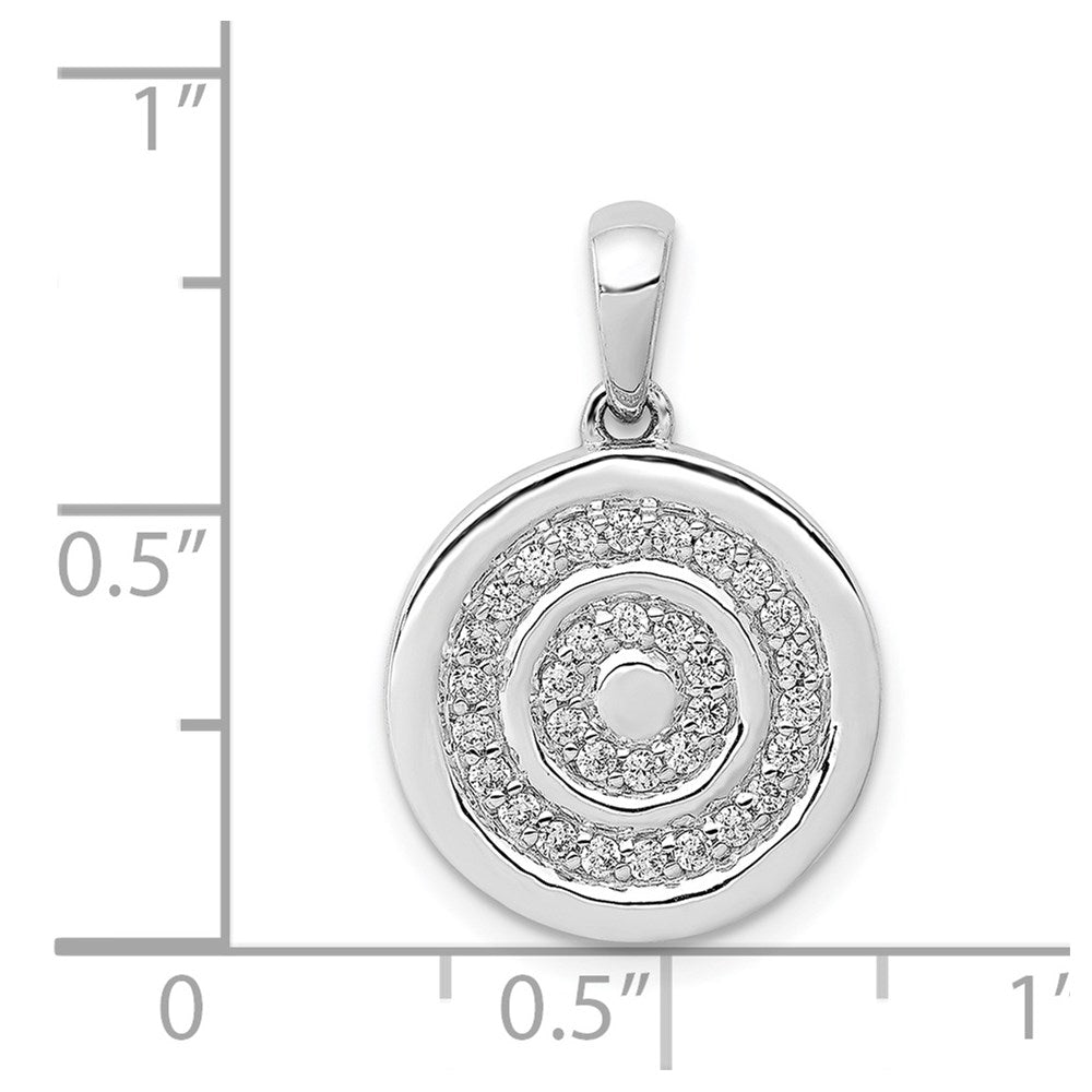 14k White Gold 1/4ct. Real Diamond Fancy Circle Target Pendant