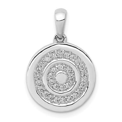 14k White Gold 1/4ct. Real Diamond Fancy Circle Target Pendant