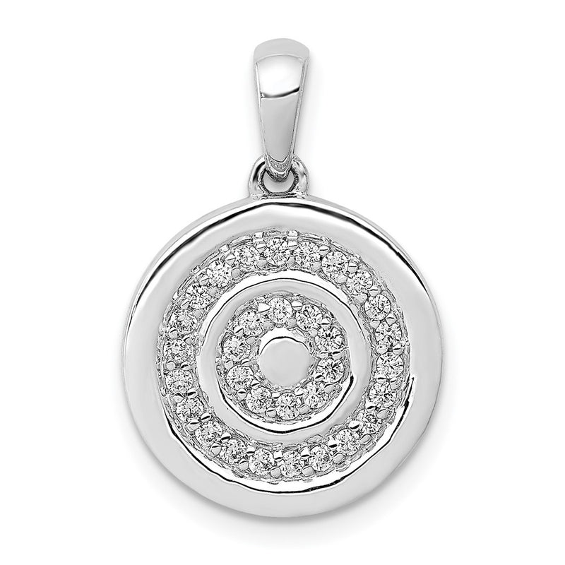 14k White Gold 1/4ct. Real Diamond Fancy Circle Target Pendant