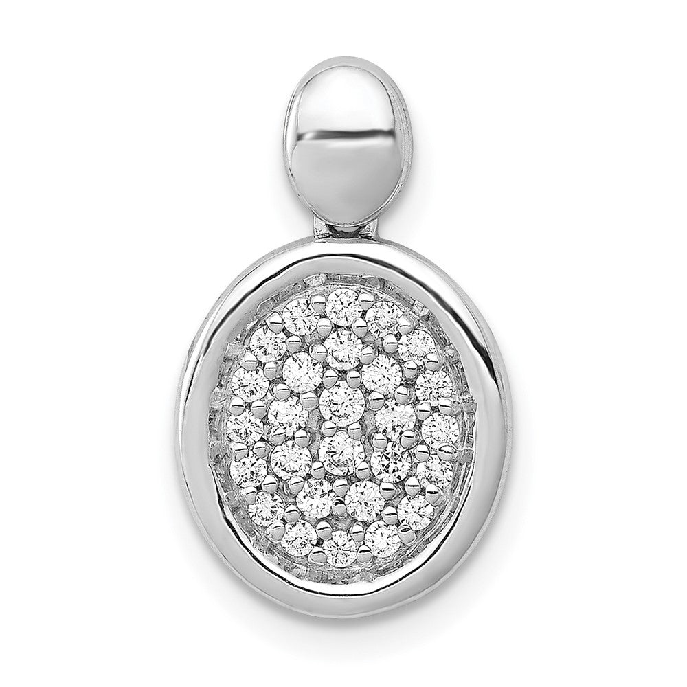 14k White Gold 1/4ct. Real Diamond Fancy Oval Pendant