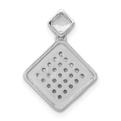 14k White Gold 1/4ct. Real Diamond Fancy Tilted Square Pendant