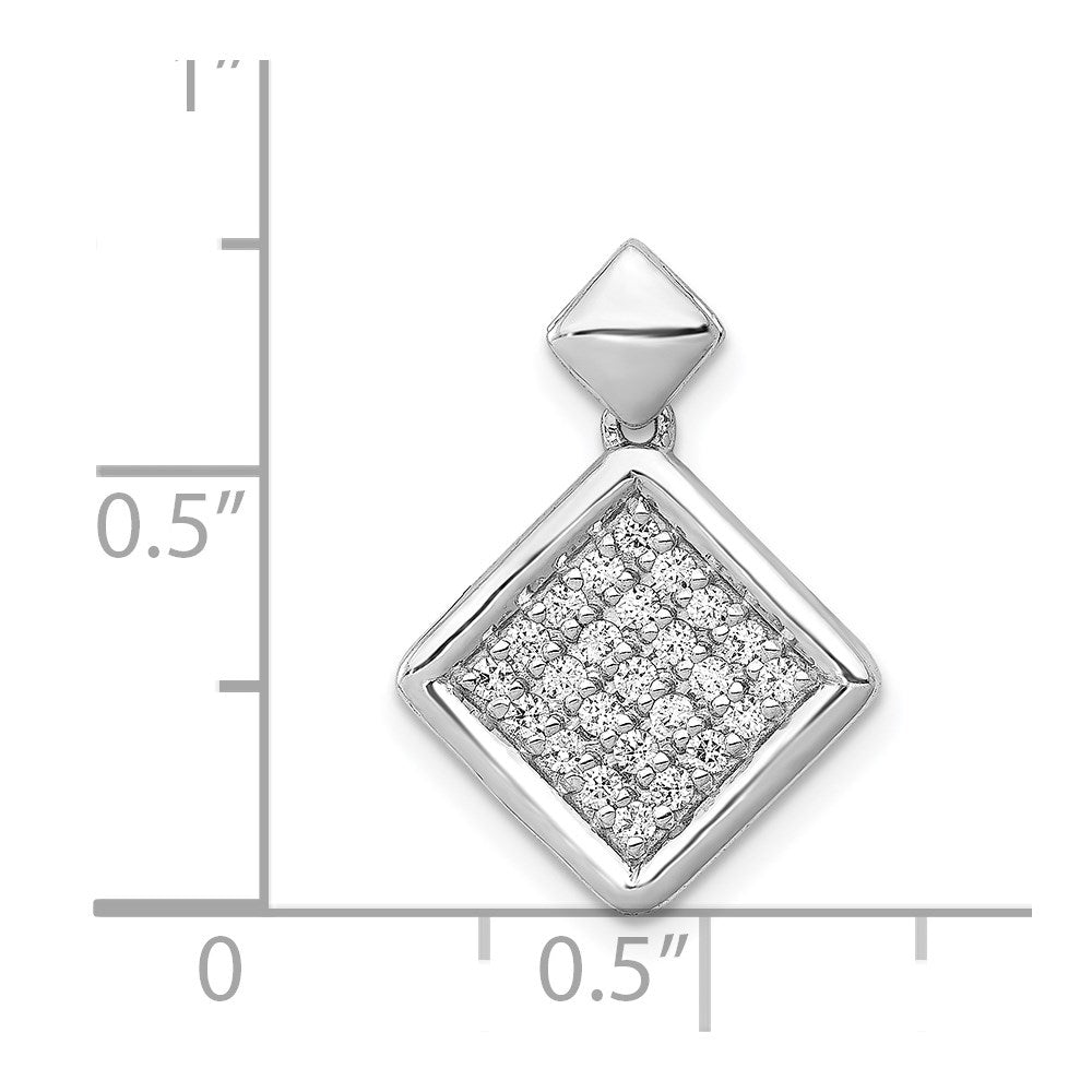 14k White Gold 1/4ct. Real Diamond Fancy Tilted Square Pendant