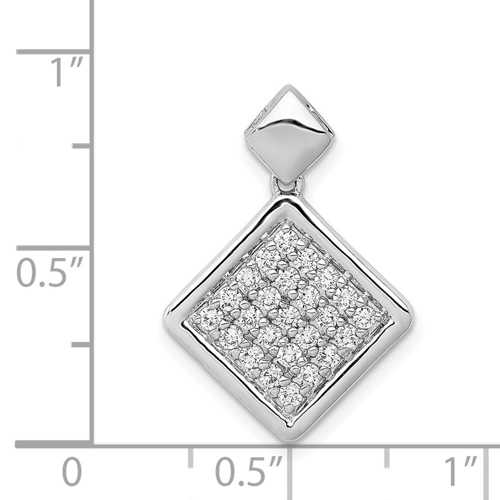 14k White Gold 1/2ct. Real Diamond Fancy Tilted Square Pendant