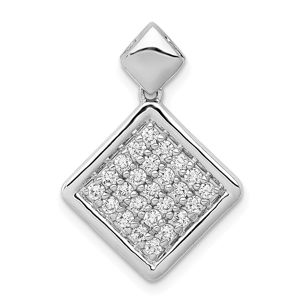 14k White Gold 1/2ct. Real Diamond Fancy Tilted Square Pendant