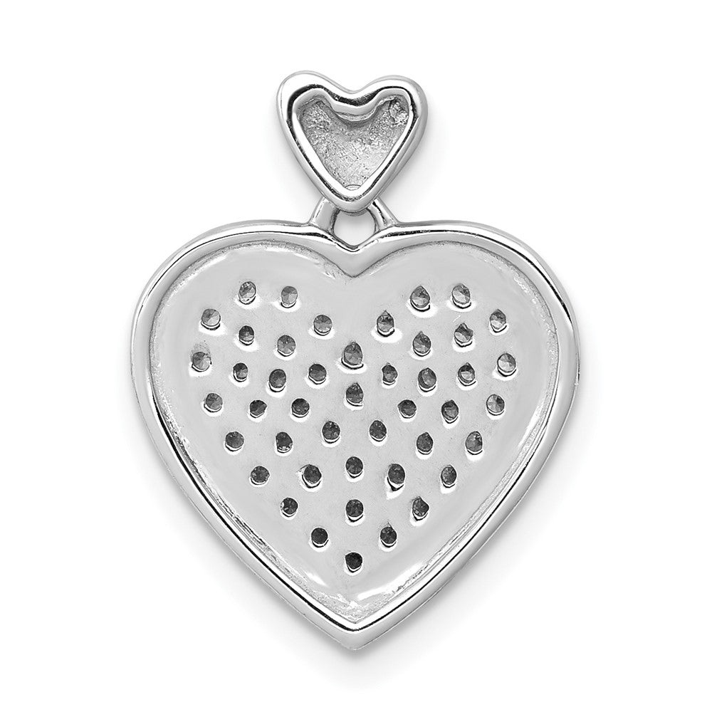 14k White Gold 1/4ct. Real Diamond Fancy Heart w/ Heart Bail Pendant