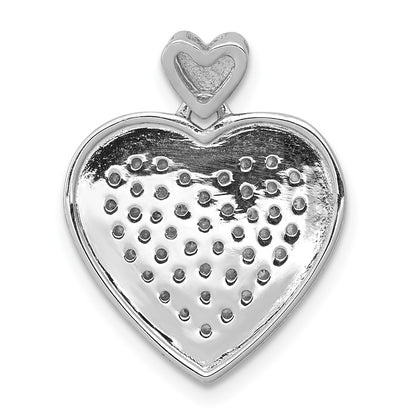 14k White Gold 1/2ct. Real Diamond Fancy Heart w/ Heart Bail Pendant